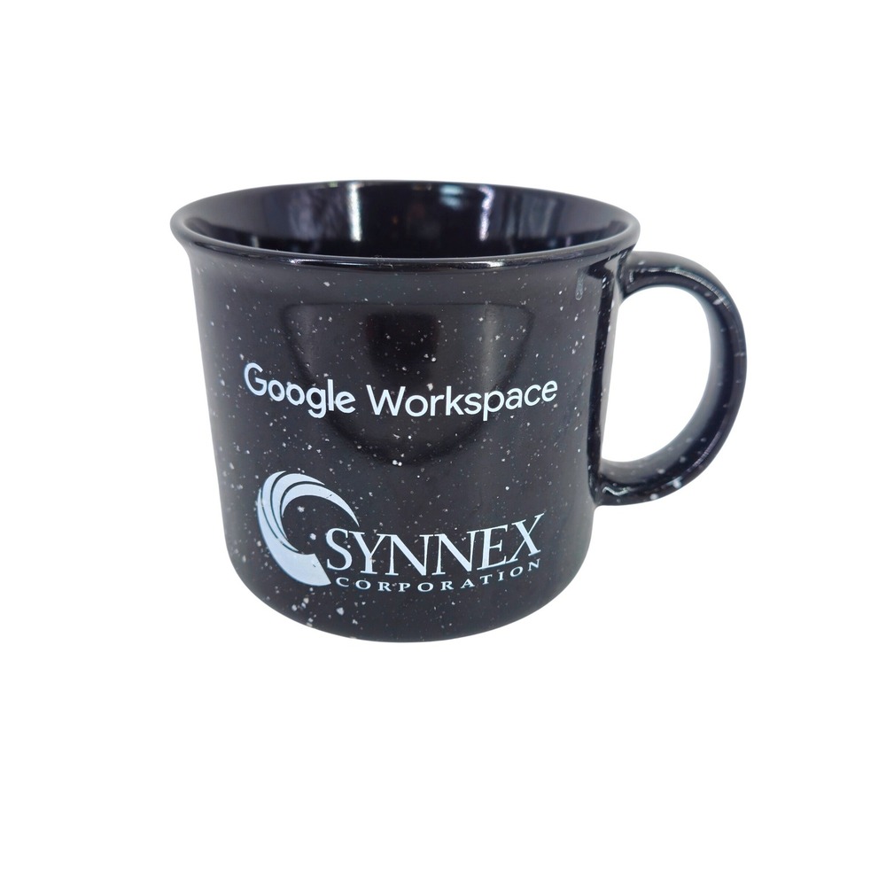 Vtg Google Workspace Synnex Corp Promo Speckled Ceramic Coffee Mug Black White